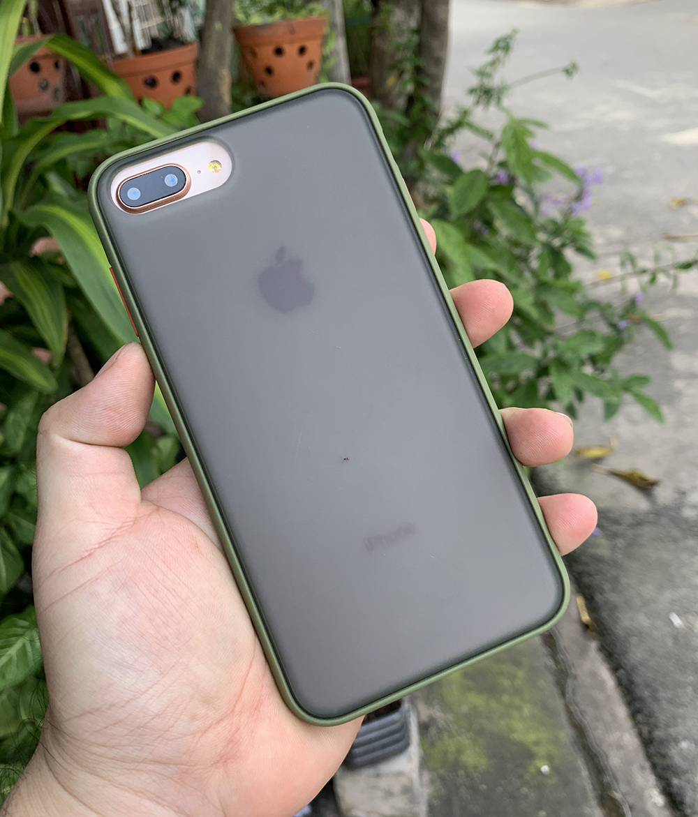 Ốp lưng chống sốc dành cho iPhone 7 Plus vs iPhone 8 Plus nút bấm màu cam - Màu xanh