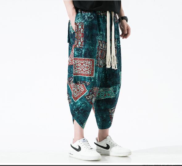 Quần Jogger Nam Lửng Chất Thô Đũi Họa Tiết