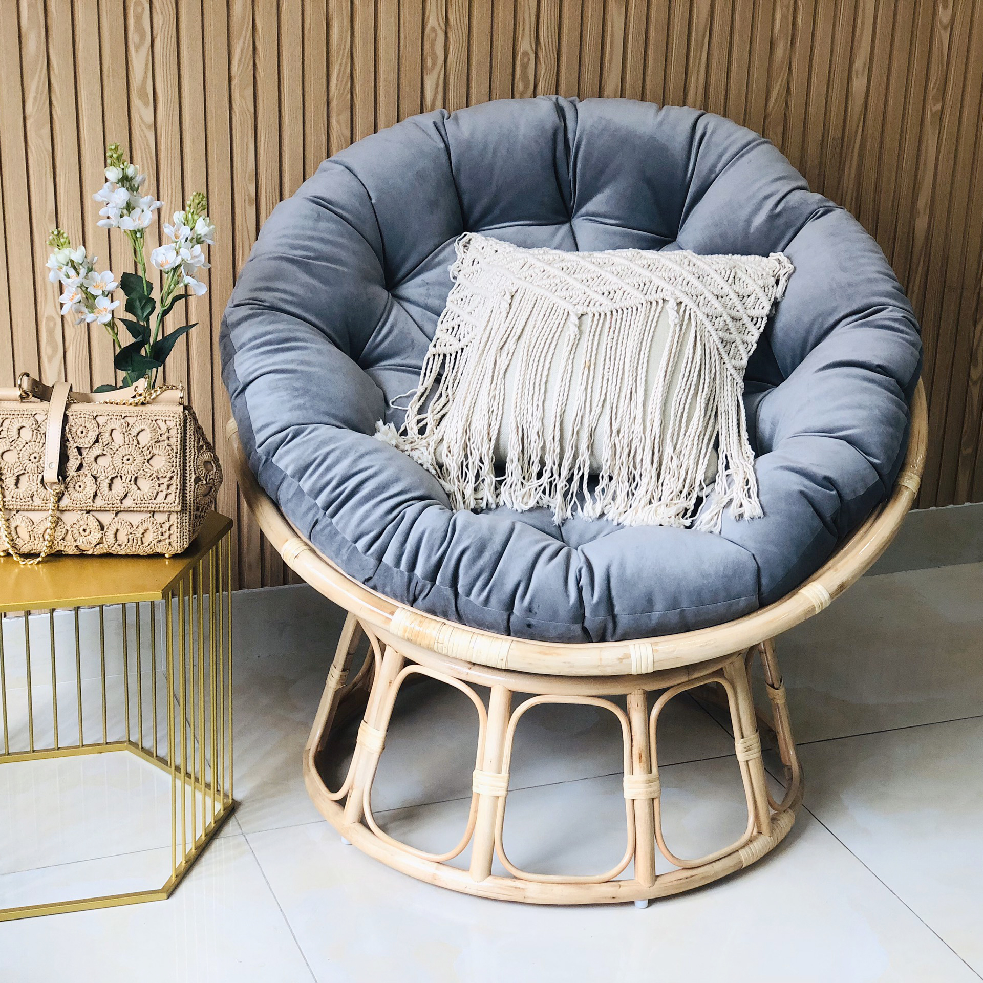 GHẾ MÂY PAPASAN CAO CẤP - MÀU XÁM