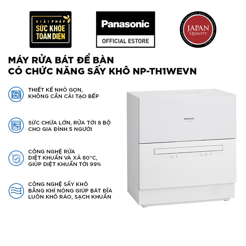 Máy rửa bát để bàn Panasonic NP-TH1WEVN - Có chức năng sấy khô - Hàng chính hãng