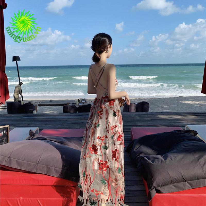 Đầm Dây Nữ Cộc Tay Cổ Chữ V Bó Sát Quyến Rũ