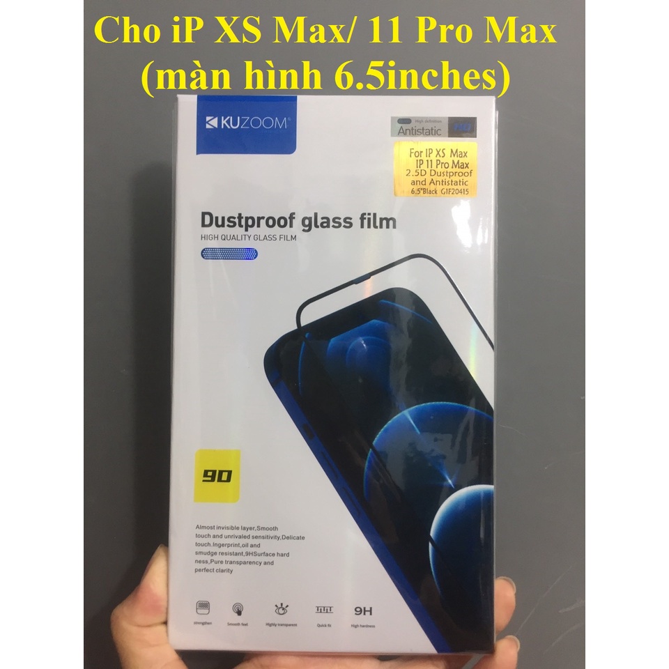 Cường lực full màn hình cho iP Xs Max / 11 Pro Max Kuzoom 9D 6.5 inches _ hàng chính hãng
