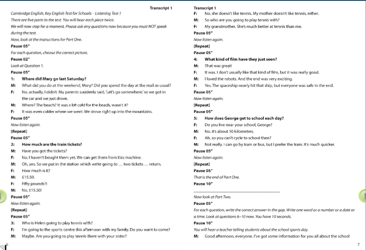 Practice Tests 1-5 Key For Schools A2 Sách giáo viên điện tử
