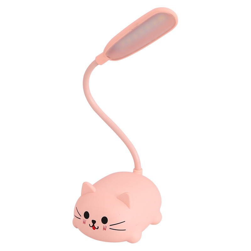 Đèn led để bàn sạc usb hình thú dễ thương - Mèo - Hồng