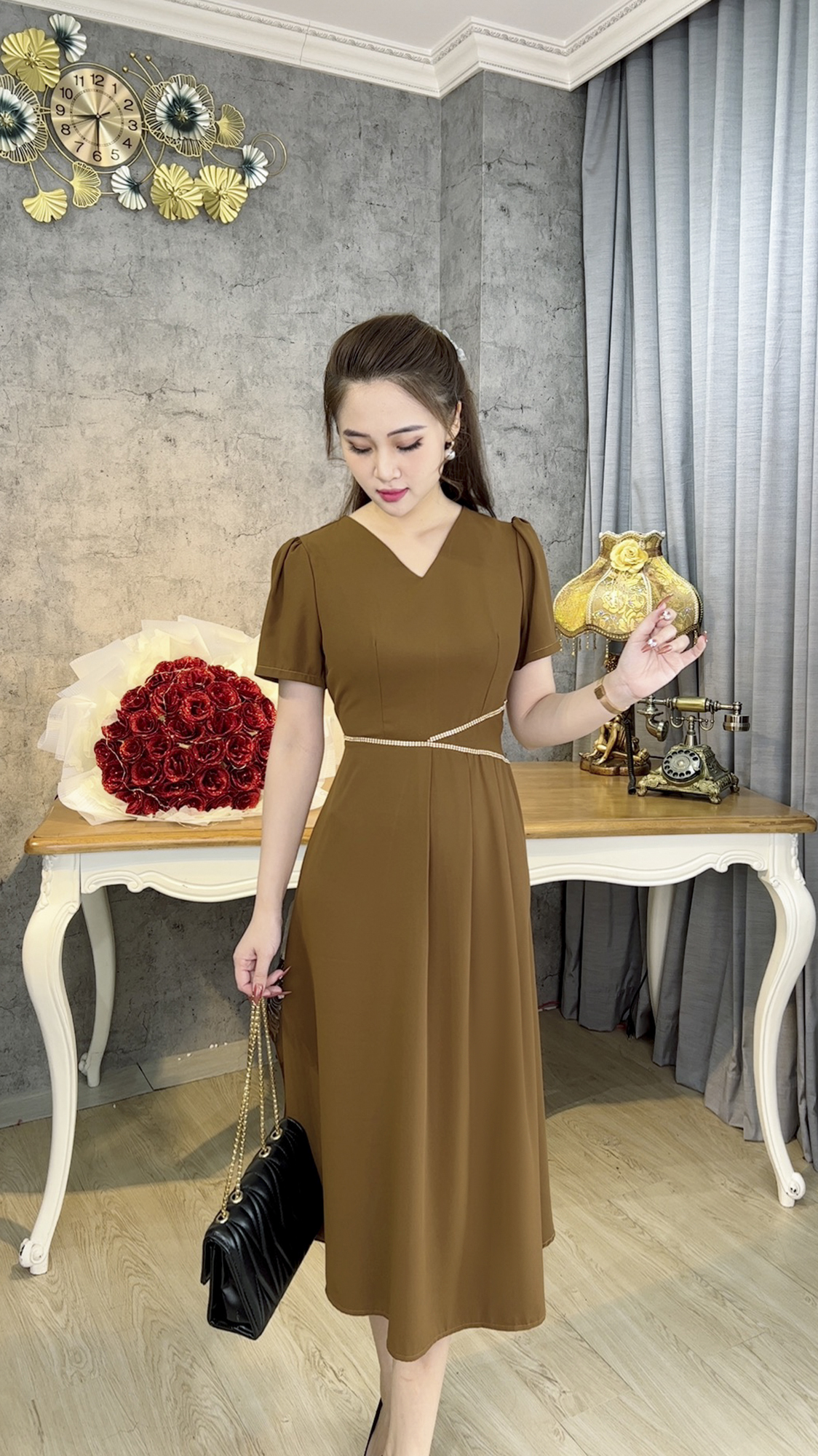 Đầm Trung Niên [ Linh Trà ] (TM 536) Trẻ Trung Thiết Kế Trang Nhã Thanh Lịch Đi Làm Đi Tiệc Cho Bà Cho Mẹ U40 Bigsize