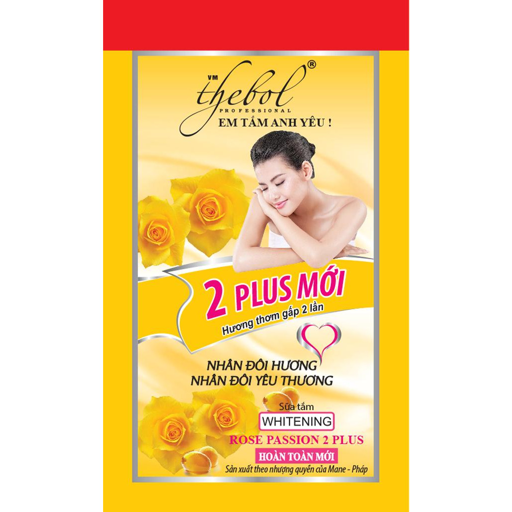 Sữa tắm thảo dược tinh chất Vitamin E, nước hoa Thebol 2 Plus 10 gói x 6g (Combo 5 dây)