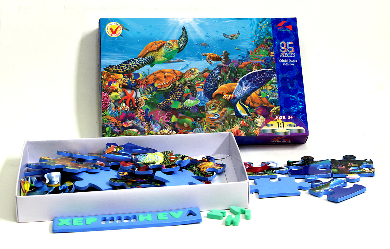 Tranh xếp hình Tia Sáng Jigsaw Puzzle 035 mảnh phát triển trí tuệ cho bé - Rùa Biển- MSP: 035-010