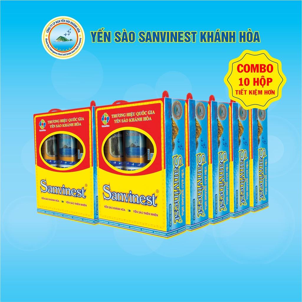 [Combo 10 hộp]Nước Yến sào Sanvinest Khánh Hòa đóng lon 190ml, hộp 6 lon