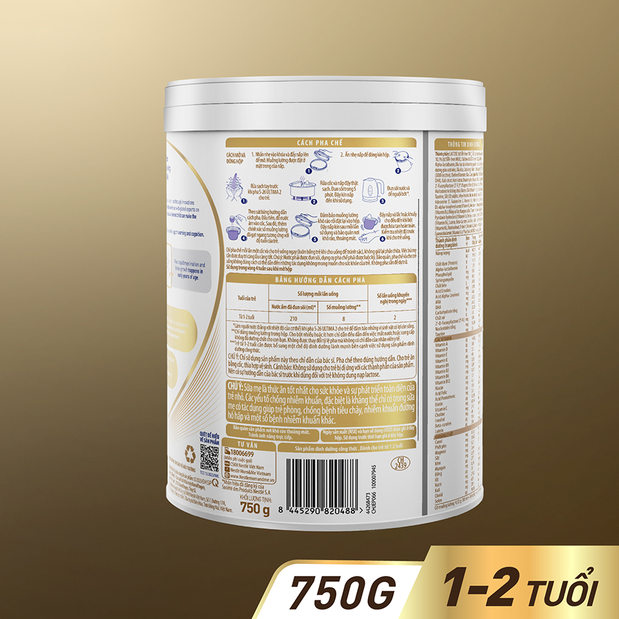 Sữa bột công thức S-26 ULTIMA 2 750G với hợp chất NUTRILEARN CONNECT cho bé 12 - 24 tháng tuổi