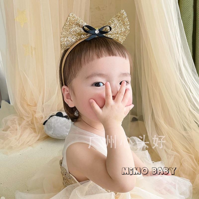 Bờm, kẹp tóc nơ vàng lấp lánh Mimo Baby cho bé gái BD08