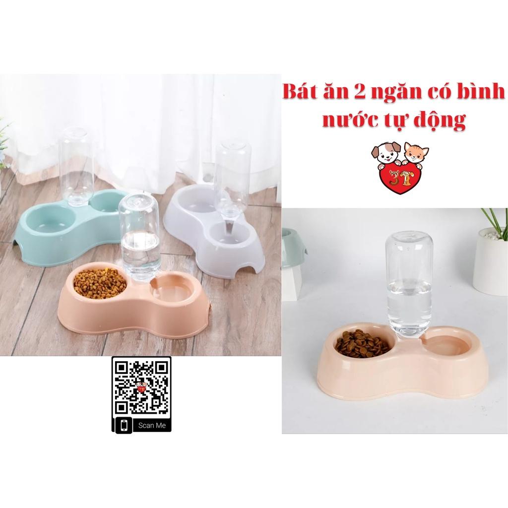 Bát ăn 2 ngăn có bình nước tự động cho thú cưng