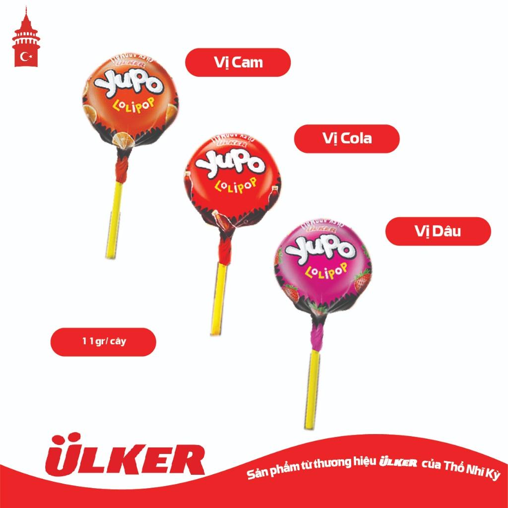 Kẹo mút nhiều vị ULKER YUPO LOLIPOP vị Dâu/ Cam/ Cola 11g