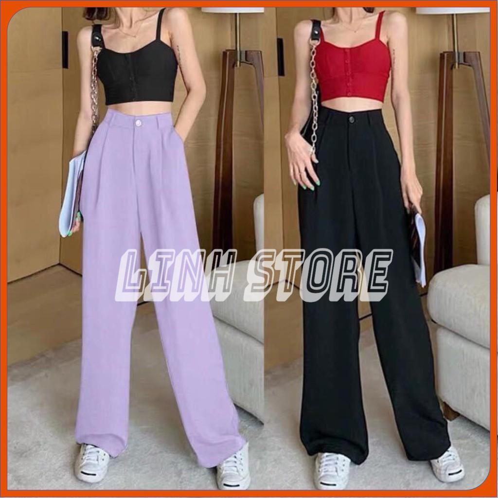 Quần Culottes Nữ ️Quần Ống Suông Khóa Trước Vải Tuyết Mưa Hot Trend