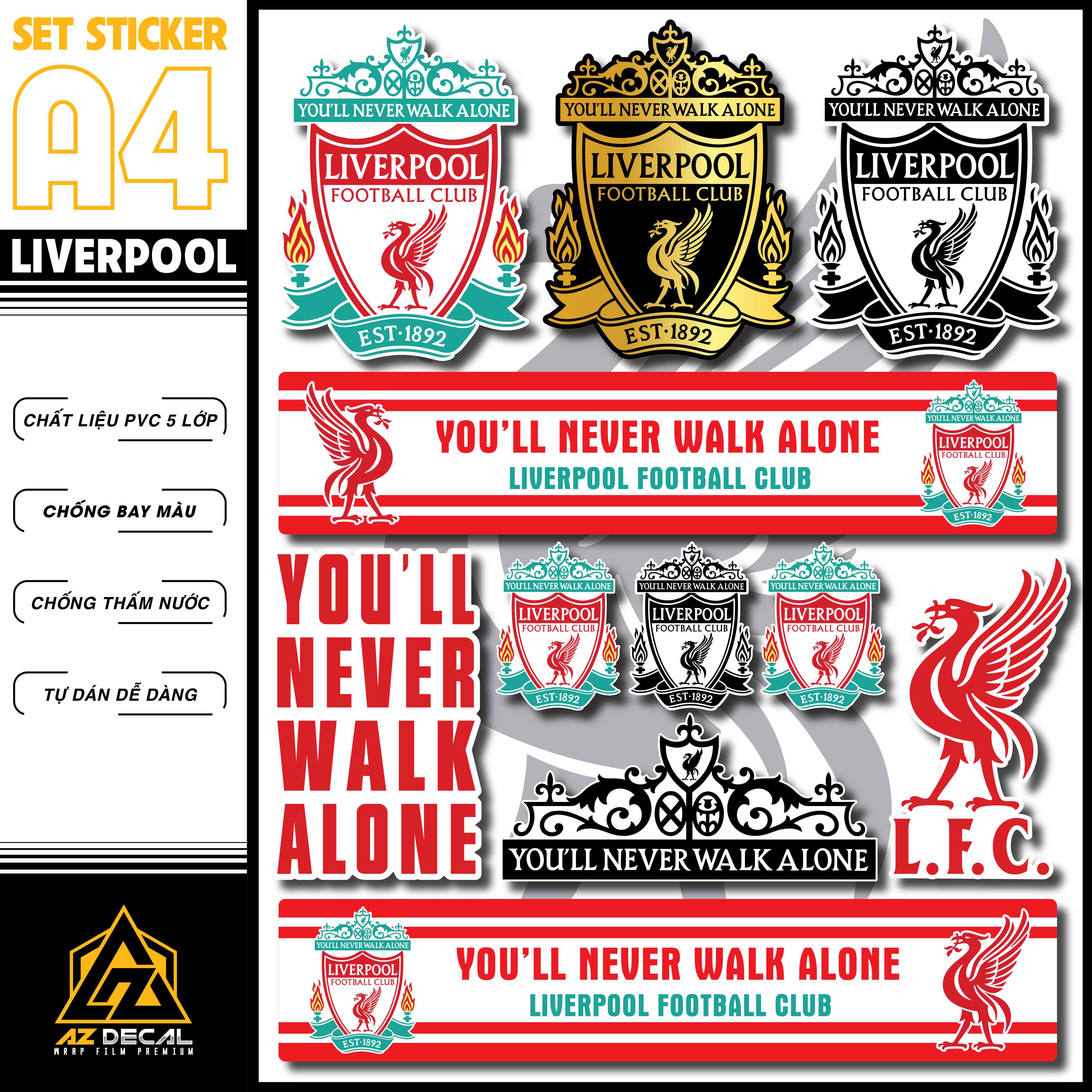 Hình Dán Sticker CLB Liverpool Dán Xe, Dán Nón, Điện Thoại, Laptop - Logo Đội Bóng Chất Liệu Chống Thấm Nước, Bền Màu