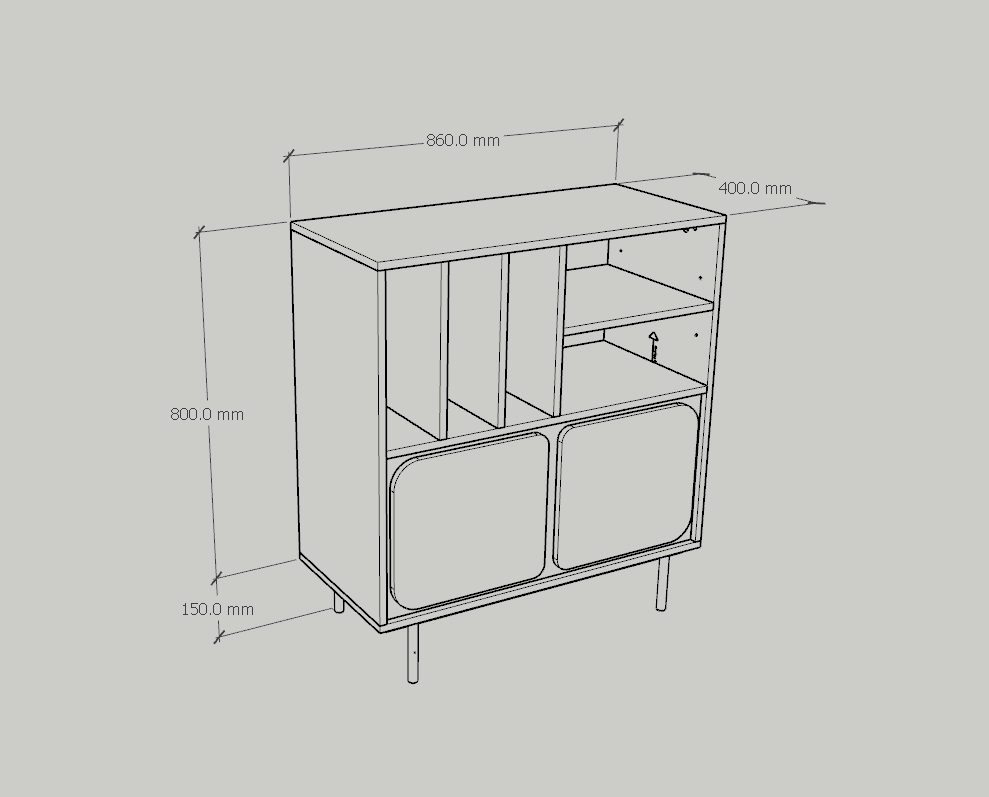 [Happy Home Furniture] SWEETY, Tủ lưu trữ nhiều ngăn - chân sắt, 86cm x 40cm x 95cm ( DxRxC), TCM_060