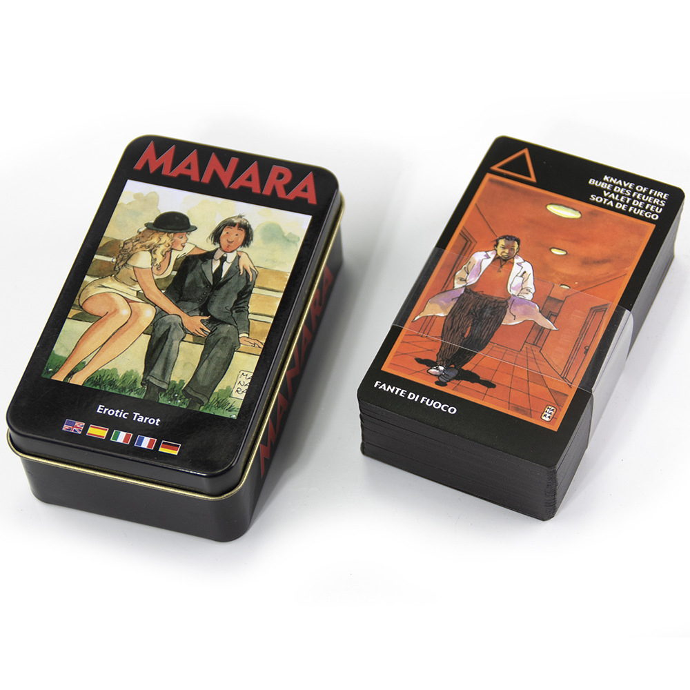 Bộ Bài Manara Erotic Tarot Hộp Thiếc Mạ Cạnh Đen 78 Lá Tặng File Tiếng Anh