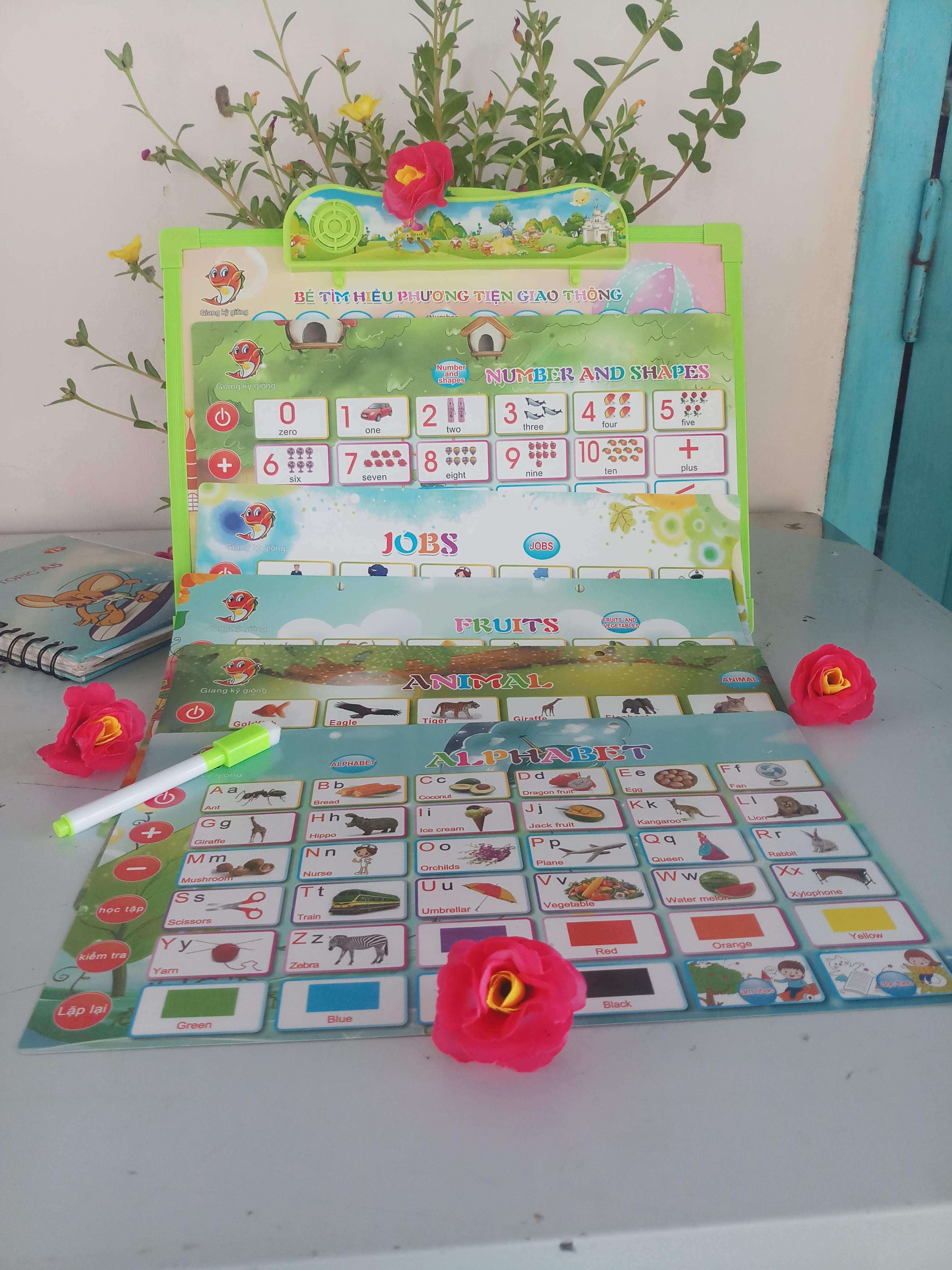 Bảng điện tử song ngữ Anh Việt 5 chủ đề cho bé học tiếng Anh và tiếng Việt
