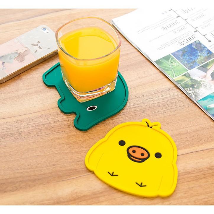 ĐẾ LÓT LY TẤM LÓT LY BẰNG SILICONE HÌNH THÚ GIỮ BÀN LUÔN KHÔ THOÁNG TIỆN DỤNG