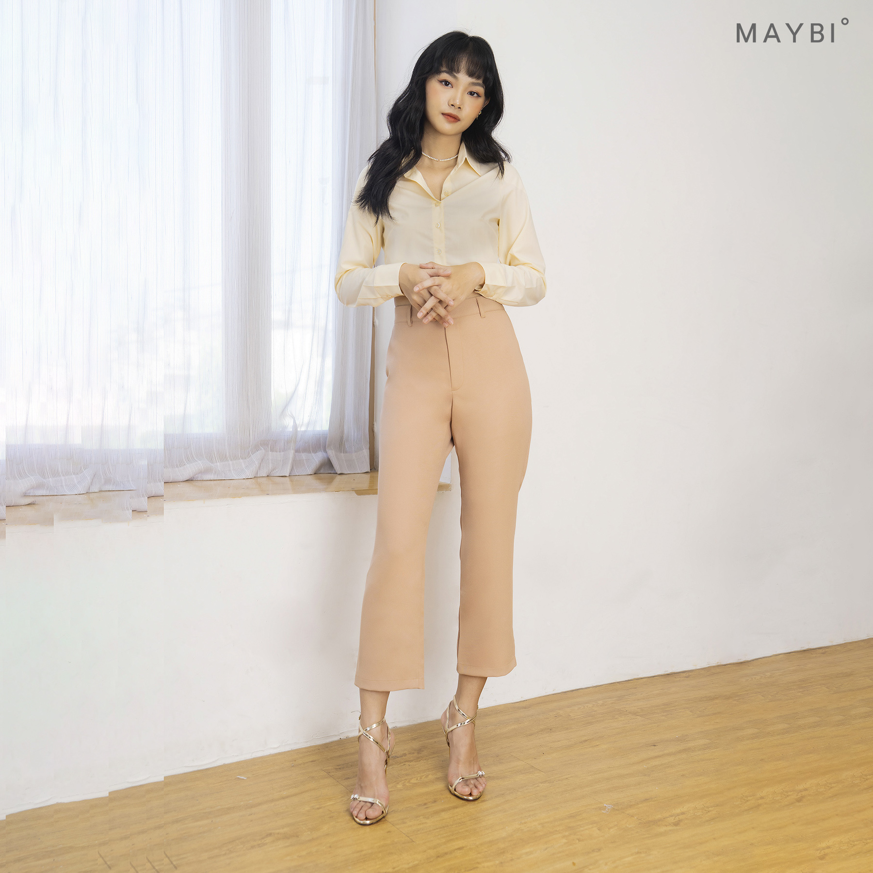 MAYBI - Quần tây beige cơ bản