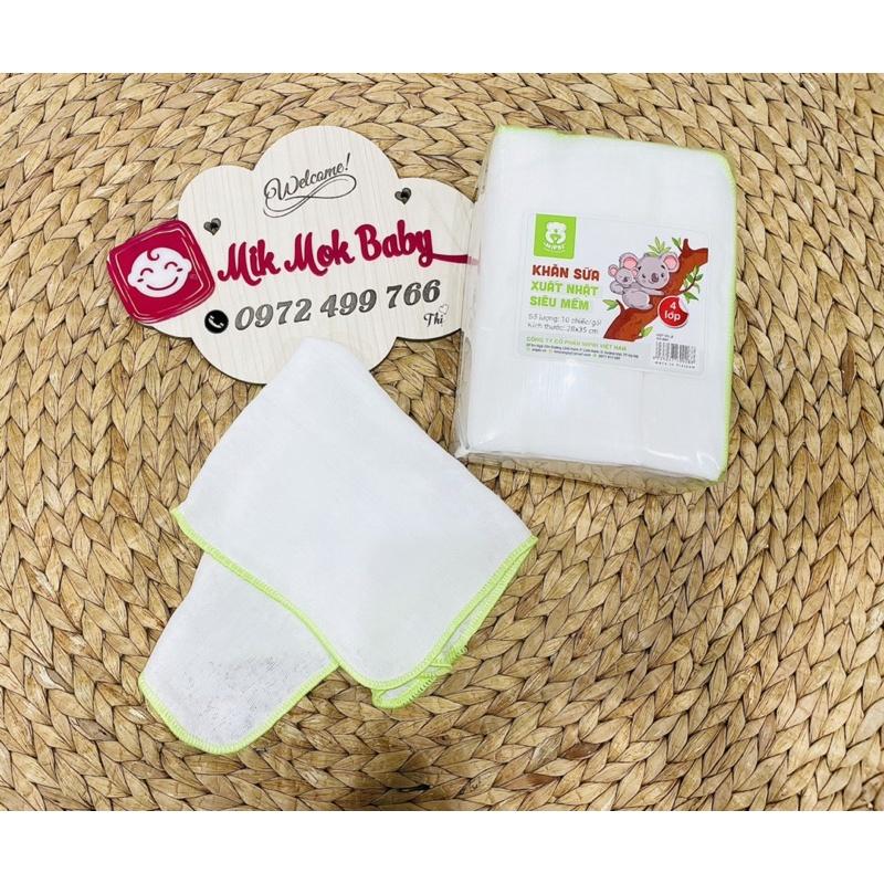 Khăn sữa 4 lớp xuất Nhật MIPBI cho trẻ em, kích thước 28*35