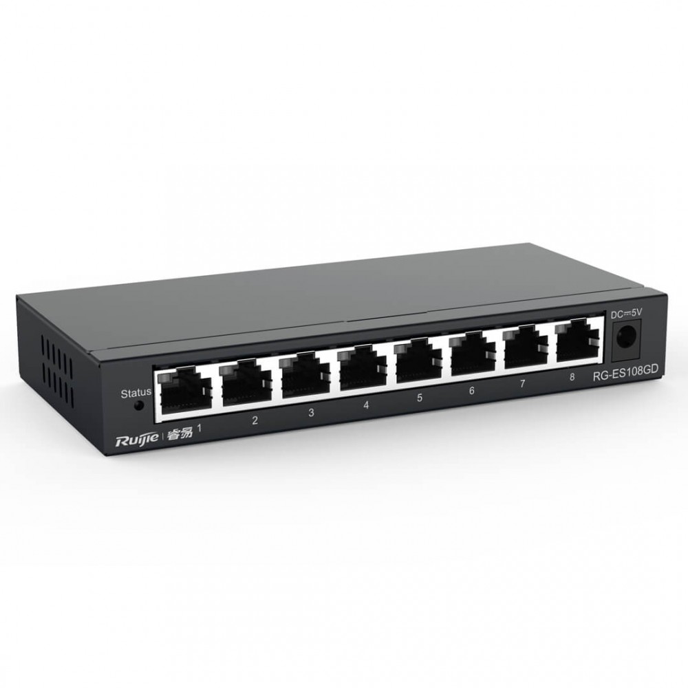 Hình ảnh Bộ Chia Mạng 8 Cổng Sắt 1000Mbps RUIJE RG-ES108GD - Switch 8 Port Gigabit - Hàng Chính Hãng