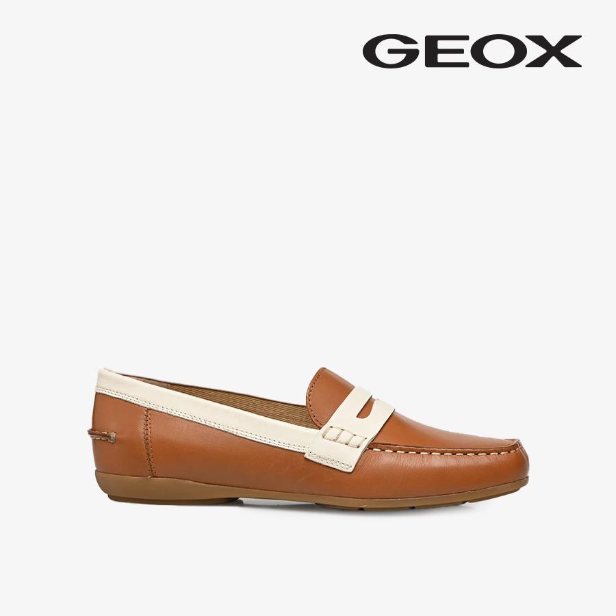 Giày Lười Nữ GEOX D Annytah Moc A - NâuTrắng - 37