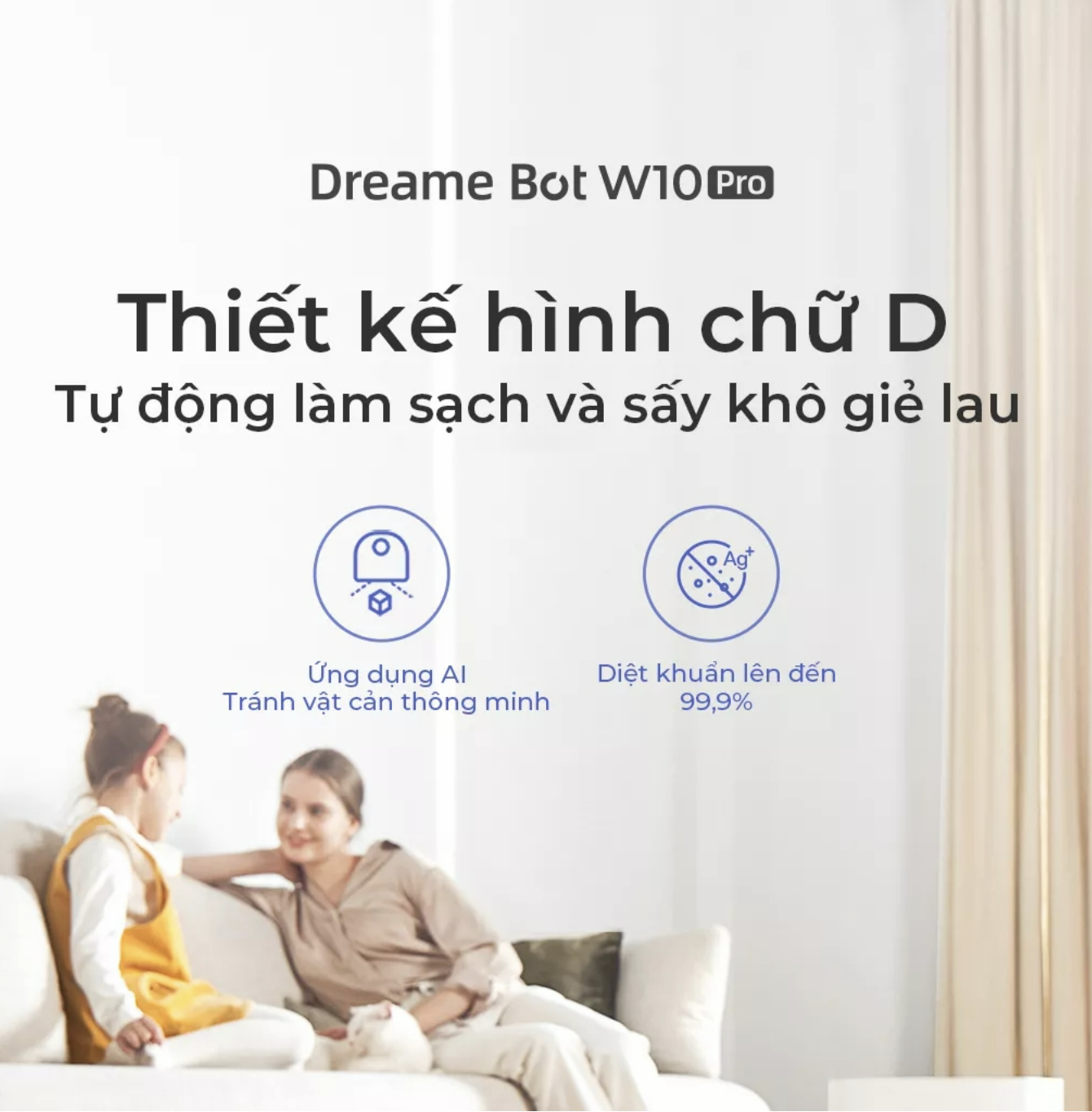 Robot Hút Bụi Lau Nhà DREAME BOT W10 Pro, Camera AI, Tự Giặt Giẻ, Sấy Khô, Khử Khuẩn Ion Bạc, Cảm Biến Nhận Diện Siêu Thông Minh, Diện Tích Hoạt Động 300m2, Áp Suất 4000 Pa, Công Suất 55W - Hàng Nhập Khẩu - Sử Dụng Tiếng Anh