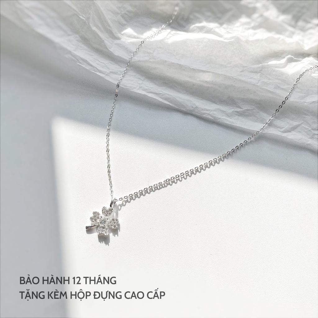 Vòng cổ bạc Miuu Silver, dây chuyền nữ cỏ 4 lá đính đá bạc 925