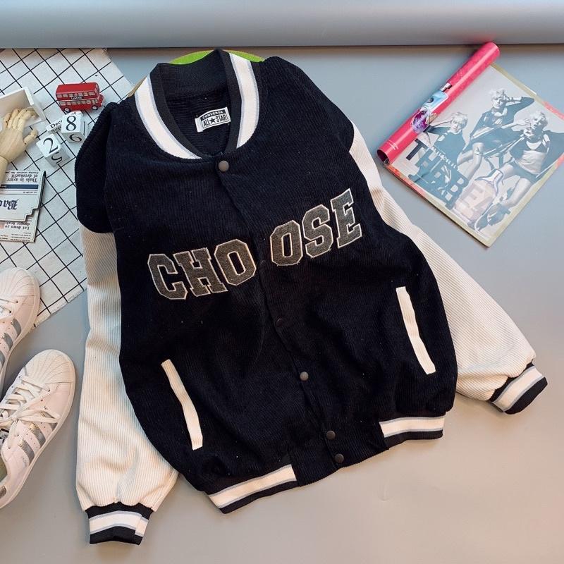 Áo Khoác Unisex Nhung Tăm QC May 2 Lớp_Thêu Chữ CHOOSE Siêu Hot_Chất Dày Mịn Cao Cấp_Freesize 42-78Kg Nam/Nữ Mang Cặp Ok