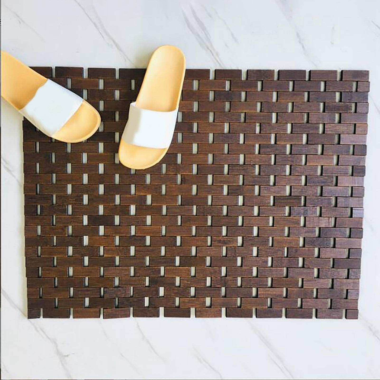 Bath Mat Anti Slip Bathmat Floor Mat Bamboo Wood Shower  Floor Rug