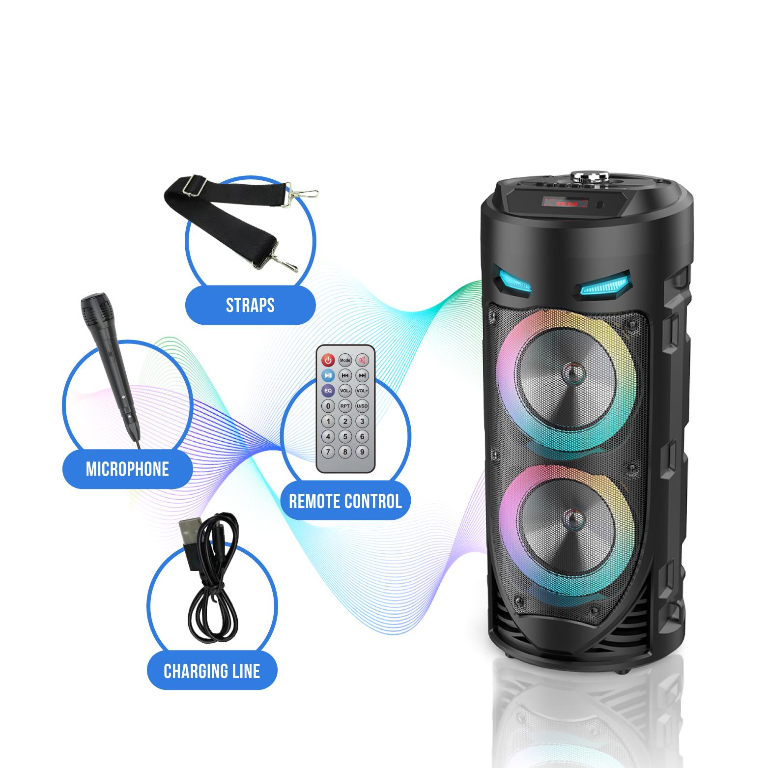 Hộp loa Bluetooth Cột di động Loa siêu trầm không dây KTV Pin lithium 18000 mAh Đĩa U 30W Soundbox Square Dance Ngoài trời Màu sắc: Khác