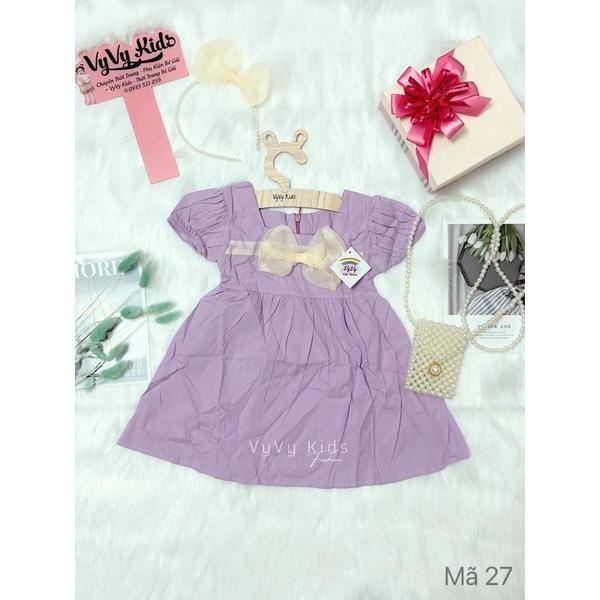 Đầm bé gái, váy bé gái nơ kèm băng đô thời trang VyVy Kids Fashion
