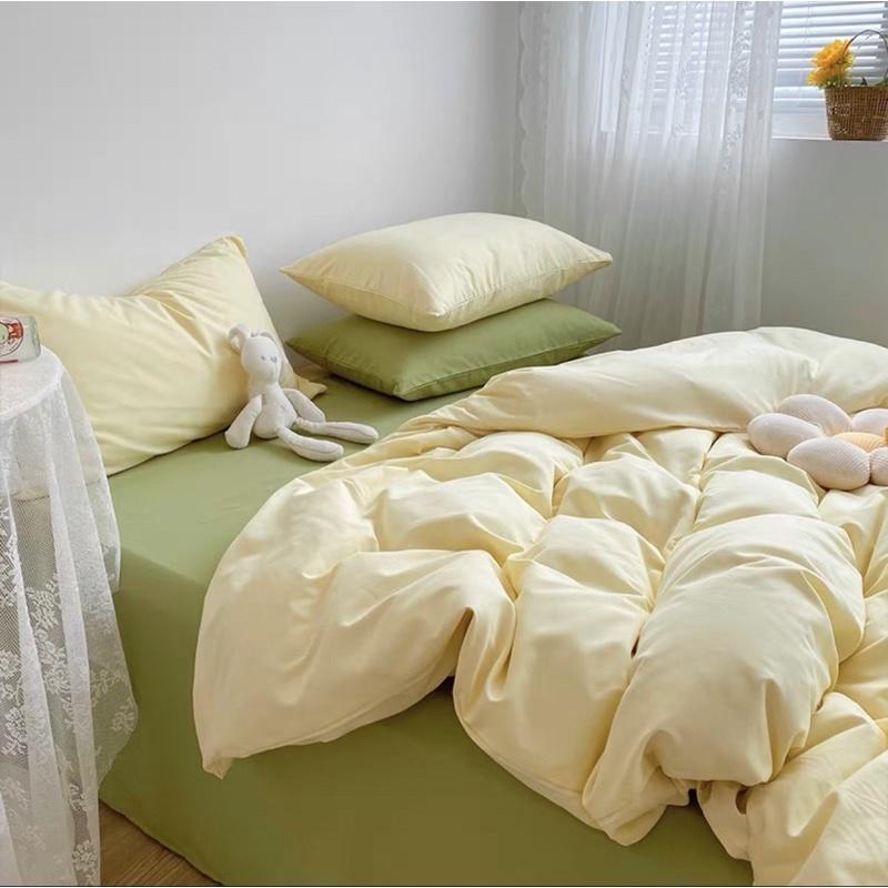 Bộ Chăn Ga Gối Cotton Tici Đũi Hàng Nhập Khẩu Nguyên Bộ 4 Món Màu Vintage nhẹ nhàng