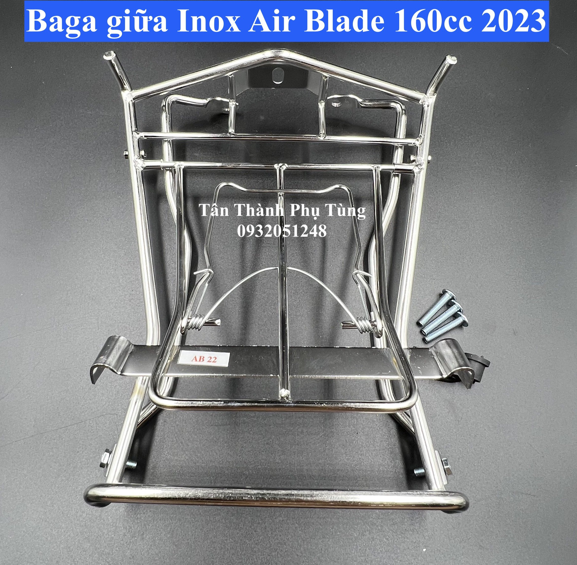 Baga giữa dành cho Air Blade 160cc 2023 Inox 10li kèm ốc và cao su