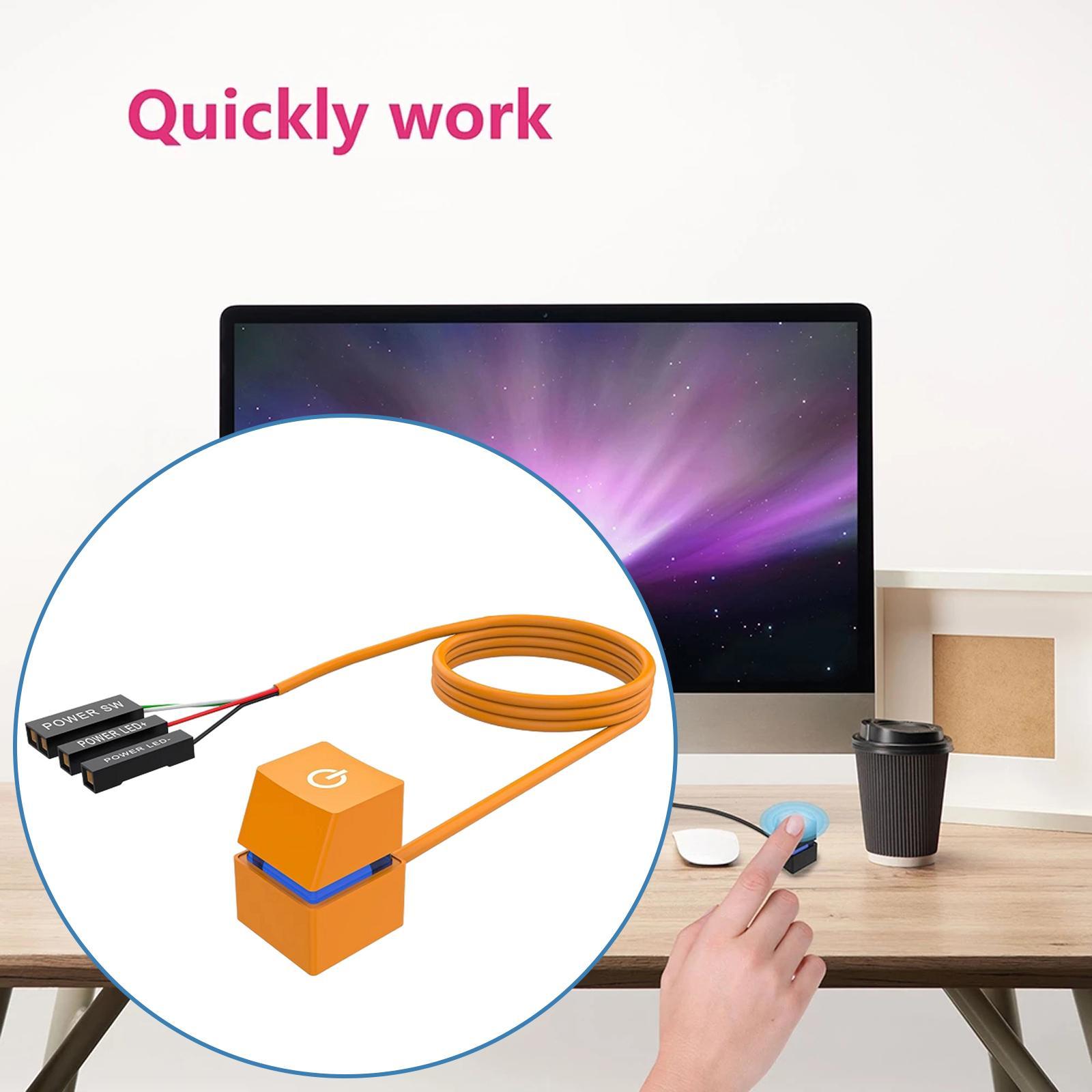 Desktop Computer Power Switch Colorful Light Effect External Start Power on/Off Button