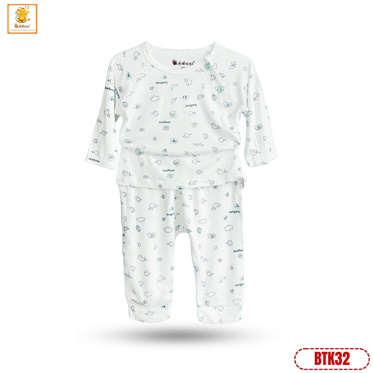 Quần áo cho bé trai, bé gái Babiboo bộ thu đông dài tay chất vải Viscose sợi gỗ mềm mịn BTK32