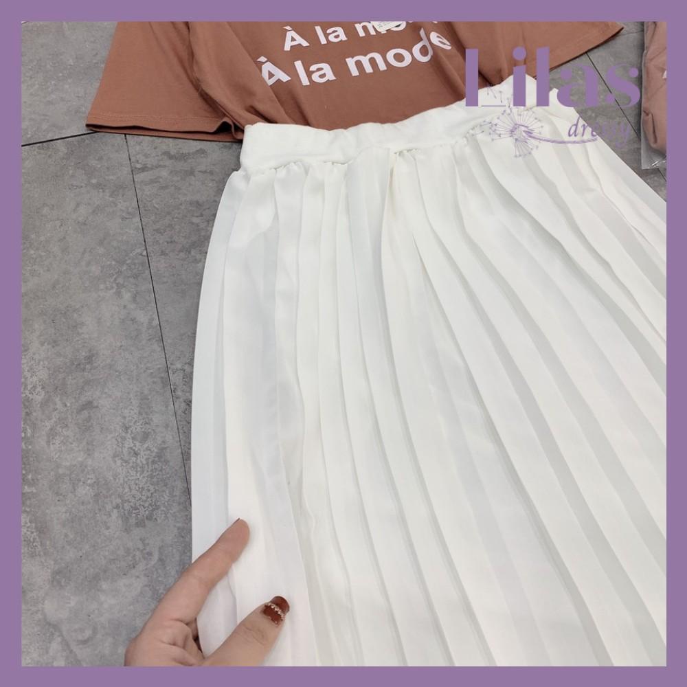 Set Váy Xếp Ly Mix Áo Thun Form Rộng