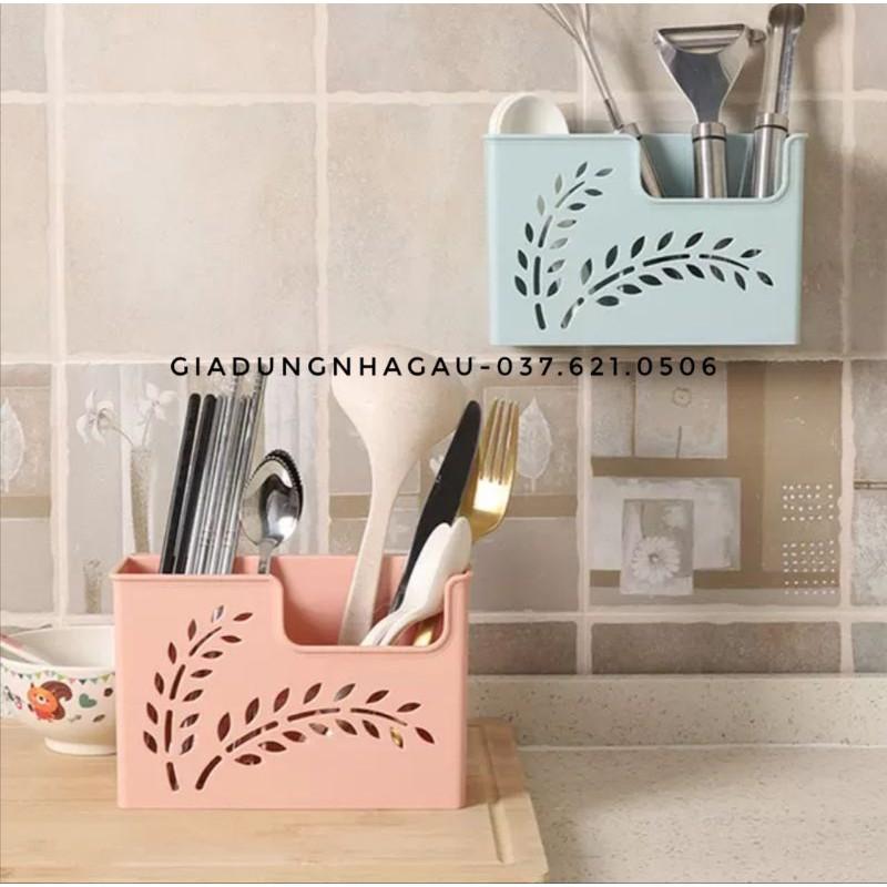 Ống cắm đũa thìa để bàn hoặc dính tường siêu chắc khắc laze