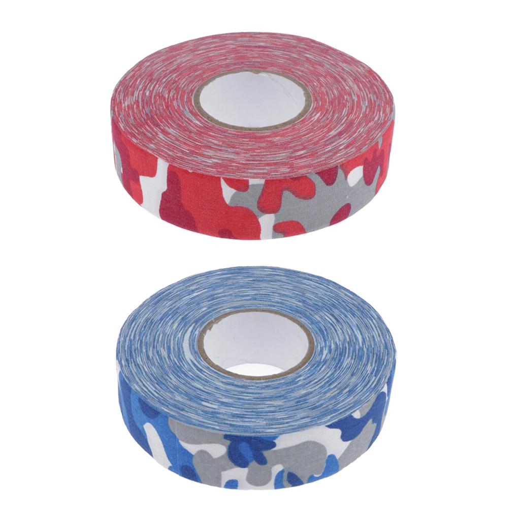 2 Pack Anti-Skid Ice Hockey Stick Shin Guard Tape Wrap Easy to Tear Red+Blue