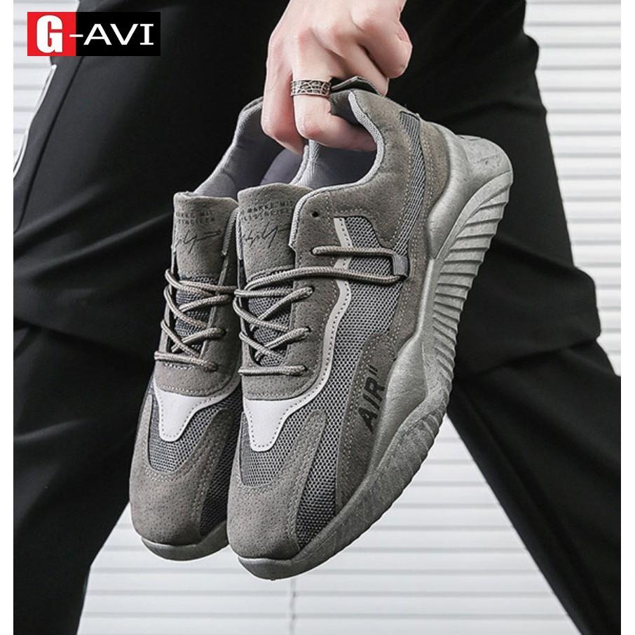 Giày sneaker thể thao vải lưới phối da, đế thông hơi thoáng mát, khử mùi đi cực êm chân AVi 395