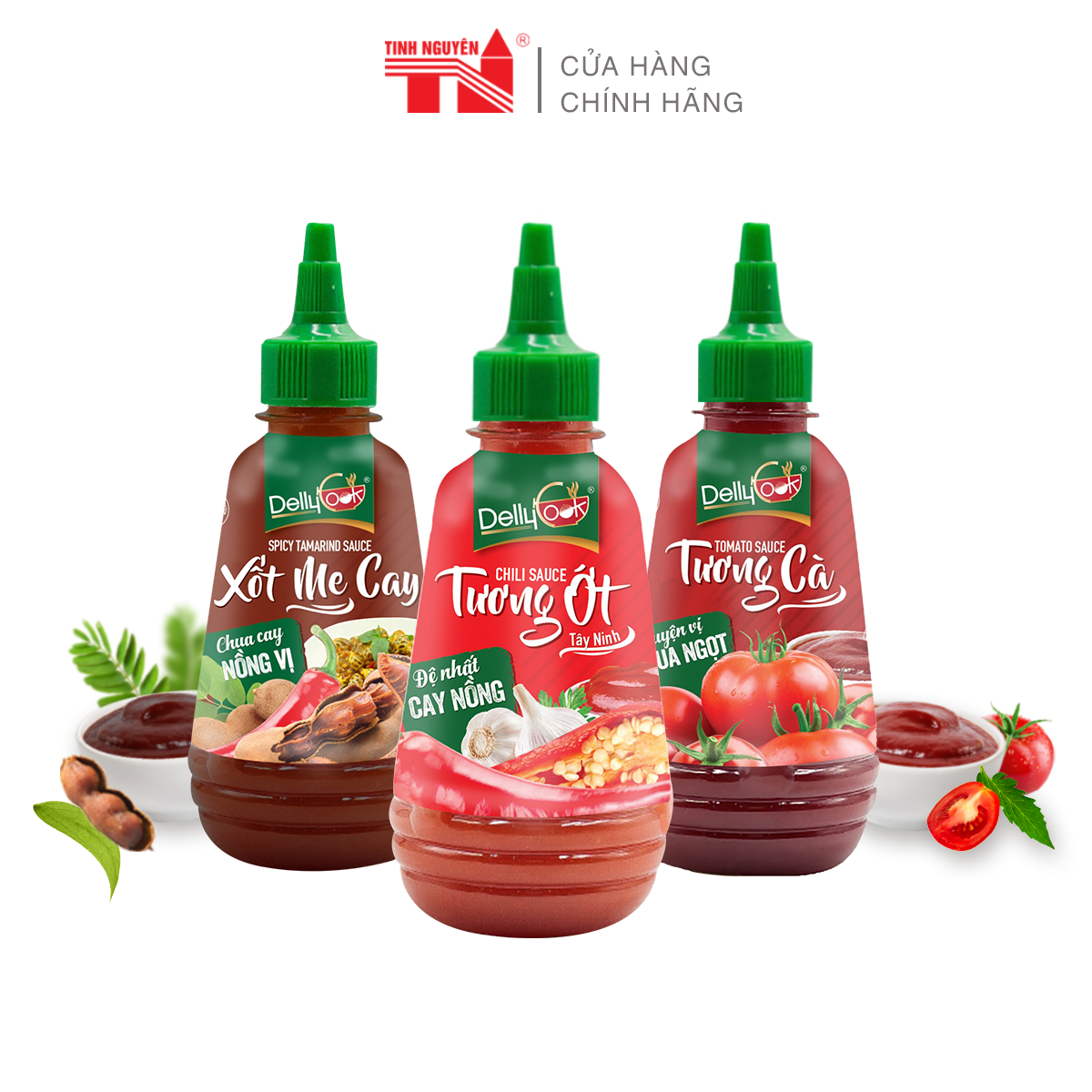 Combo: Xốt Me Cay + Tương Ớt Tây Ninh + Tương Cà Dellycook