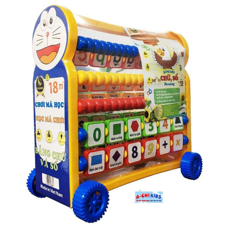 Đồ Chơi Giáo Dục - Kệ Đa Năng Doraemon 8in1 Kệ Học Chữ Và Số Có Xe Đẩy Tiện Lợi Cho Bé Vừa Học Vừa Chơi (Loại Lớn Hàng Việt Nam)