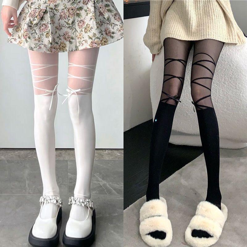 Quần tất giả bốt đùi, buộc dây thắt nơ, sangchảnh, cá tính và sànhđiệu, chất liệu caocấp, siêudai,mịn Nữ Women