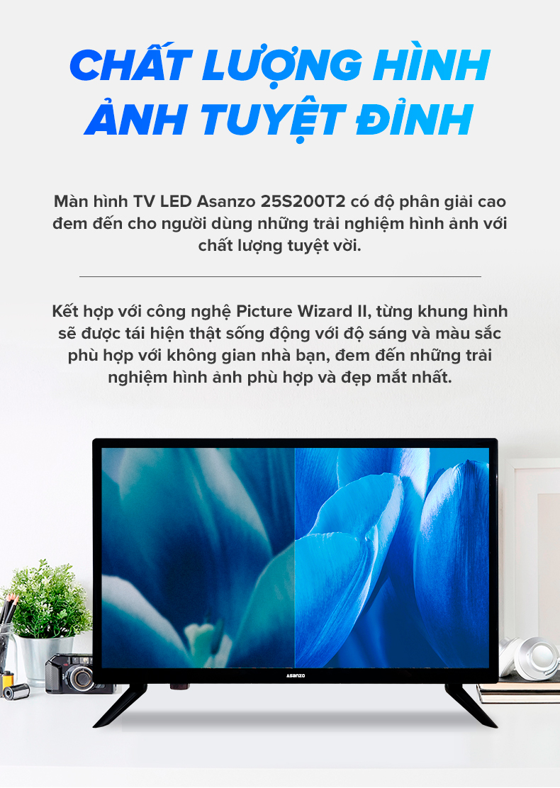 Tivi LED 25 inch HD Asanzo 25S200T2 - Hàng chính hãng