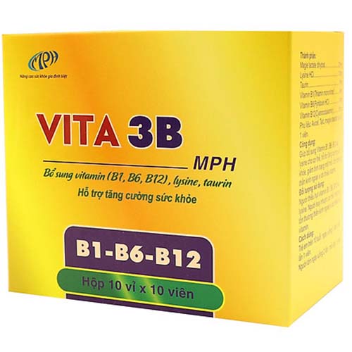 Combo 2 Hộp Vitamin 3B Vita3B - Giúp Bổ Sung Vitamin B1, B6, B12, Lysine, Taurin, Hỗ Trợ Tăng Cường Sức Khỏe, Giảm Mệt Mỏi. Hộp 100 Viên