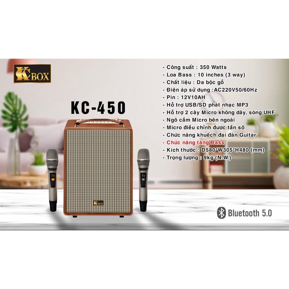 Loa kéo, loa xách tay di động 3 đường tiếng  KCBox KC-450 - Bass 2.5 tấc và 1 treble, 1 mid - Công suất lên đến 350W