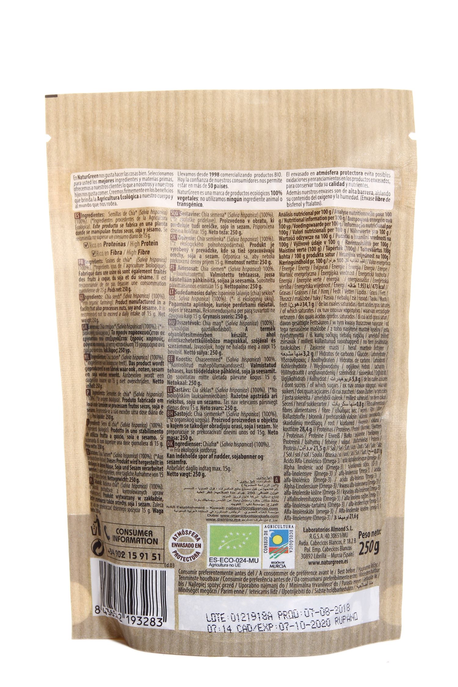 Hạt Chia Hữu Cơ Organic Chia Seeds Bio NaturGreen 200g
