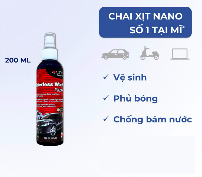 Chai xịt nano dẻo Ultima - Dung tích 200ml đến 650ml - Vệ sinh chống bám nước, phủ bóng cho ô tô