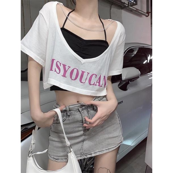Set áo kiểu nữ áo ngoài croptop mix áo 2 dây yếm hot hit