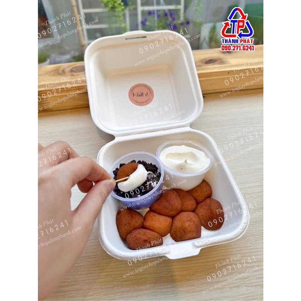 Hộp bã mía đựng bánh mochi chấm kem sữa- Hộp bả mía đựng bánh gato - bento cake - đựng bánh kem 10cm